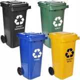 Komplet pojemników na odpady 120l żółty, niebieski, zielony, czarny